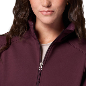 Veste polaire prune pour femme, manches longues, fermeture éclair, col montant, couleur unie, style décontracté, longueur normale, vêtement d'extérieur - Product Image 5