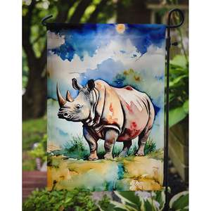 Bandera de jardín de rinoceronte multicolor Buzón decorativo y cartel de patio para macizos de flores e ilustraciones Tamaño de jardín - Product Image 3