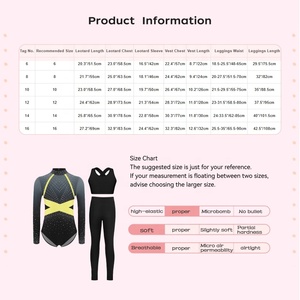 Conjunto de leotardo con chaleco y leggings para niñas de 6 a 16 años, para gimnasia, patinaje artístico, danza lírica y moderna. - Product Image 6