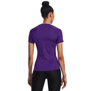 Camiseta Deportiva de Manga Corta para Mujer, Cuello Redondo, Color Morado, Corte Ajustado, Secado Rápido, Tejido de Punto, 100% Poliéster, Primavera/Verano - Product Image 4