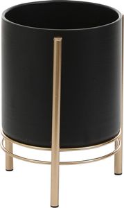 Linea Exports Inc Ensemble de 2 jardinières en métal avec support noir thermolaqué, différentes tailles, forme ronde, jardinières en métal pour fleurs - Product Image 3