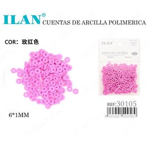 Cuentas de Arcilla Polimérica Ilan 6x1 mm Color Fucsia para la Creación de Joyas - Product Image 3