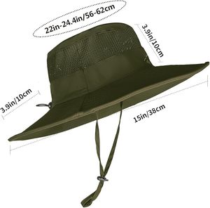 Men's Olive Green Bucket <b>Hat</b> Wide Brim Nylon Canvas Outdoor Sun Protection Adjustable Strap Solid Color Casual Spring <b>Summer</b> - Product Image 2