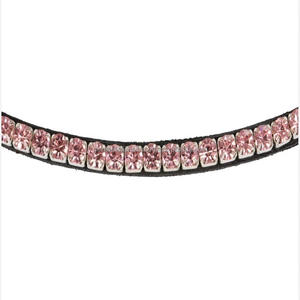 Productos ecuestres de Carreras de Caballos de cuero de silla gruesa de una sola capa banda para cejas de caballo con cristales redondos rosas banda para cejas mega Bling - Product Image 1