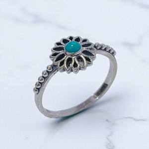<b>925</b> Sterling <b>Silver</b> With Bezel Setting Round Cut Shape Fine <b>Ring</b> With Flower Design Gemstone Elegant Bulk Wholesale <b>Silver</b> <b>Rings</b> - Product Image 2