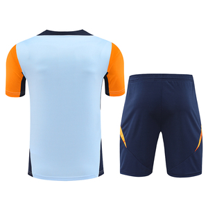 Ensemble de maillots de rugby pour hommes, bleu clair, orange, marine, manches courtes, respirant, coupe athlétique, impression sublimée, toutes saisons - Product Image 2