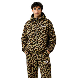 Veste coupe-vent à capuche pour homme, en nylon de haute qualité, imprimé léopard personnalisé, style streetwear, faible MOQ, logo personnalisé, vente en gros. - Product Image 4