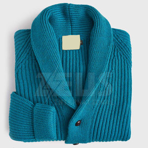 Cardigan classique pour homme en mélange de coton et de laine, manches longues, tricot côtelé, boutons sur le devant, tissu doux, coupe classique, pour l'automne et l'hiver - Product Image 5
