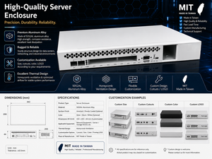 Premium White Aluminum Alloy 5052Al 1U Rackmount Server Chassis USB/Audio Ports Made Taiwan Secure Data Center Infrastructure - Product Image 6