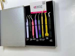 Juego de Pinzas para Pestañas de Acero Inoxidable Getup Brosons, Herramientas de Precisión con Puntas Suaves, Empaquetado en Caja - Product Image 2