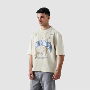 Camiseta de Gran Tamaño para Hombre, 100% Algodón, de Alta Calidad, Personalizada, Estilo Cuadrado, 300 g/m², Lisa, Gruesa y Corta - Product Image 1