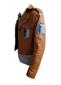 <b>Brown</b> Genuine <b>Leather</b> Waterproof Breathable Cropped <b>Jacket</b> for <b>Women</b> Casual Motorcycle Biker <b>Jacket</b> with Big Front Pockets - Product Image 3