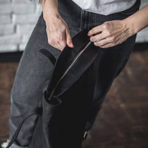 Genuine Leather Roll Top Backpack Custom Embossed Logo Travel Rucksack Large Capacity Mens <b>Computer</b> <b>Bag</b> LTBP-0012 - Product Image 6