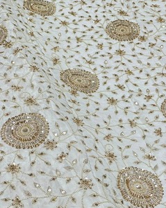 Tissu en soie brodé de perles décoratives de haute qualité pour vêtements traditionnels indiens ou costumes Anarkali, prix d'usine - Product Image 6