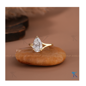 Pear Cut <b>Solitaire</b> Engagement <b>Ring</b> 925 <b>Silver</b> <b>Silver</b> Plated for Women Elegant Sparkling Diamond Band Proposal Gift Jewelry - Product Image 2