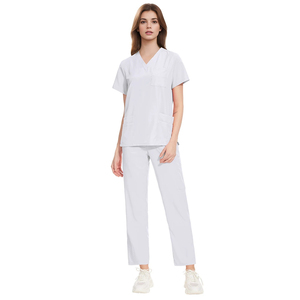 Blouse de laboratoire légère à col en V 100 % coton, séchage rapide, manches courtes, détection d'aiguilles, unisexe, sans couture, écologique, pour hôpital - Product Image 1