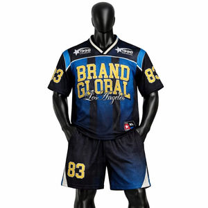 Maillot de football américain unisexe cousu, manches courtes, imprimé, séchage rapide, grandes tailles, personnalisation en gros - Product Image 1