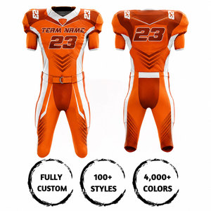 Ensemble d'uniformes de football américain sublimés sur mesure, col en V, manches courtes, tissu respirant, pantalon ajusté, adulte - Product Image 4