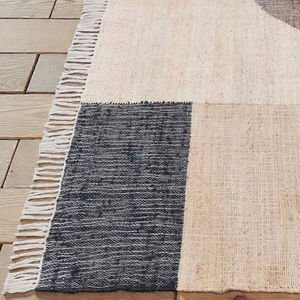 Modern Hand-Woven <b>Jute</b> Kilim Rug Floral Earth Tones Sustainable Natural <b>Fiber</b> 100% Organic Scandi-Style Flatweave - Product Image 1