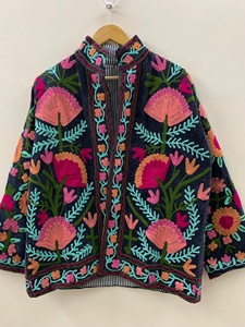 Embroidered Reversible Cotton Suzani Velvet Jacket Boho Statement <b>Coat</b> Indian Artisanal Vintage Bridesmaid <b>Coat</b> - Product Image 4