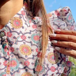 Camisa de Algodón con Estampado Bohemio y Cuello de Color, Ligera, Transpirable, Estilo Formal - Product Image 2