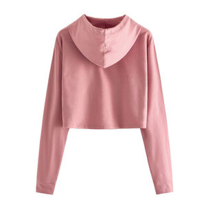 Sweat-shirts à capuche courts pour femmes avec logo personnalisé, 100% coton, fabrication professionnelle, tissu doux - Product Image 5