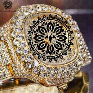 Montre à quartz analogique carrée de luxe Charm_Jewells en acier inoxydable sertie de diamants 38 mm unisexe avec fermoir pliant - Product Image 5