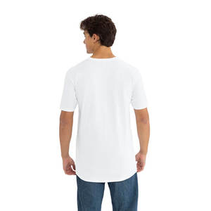 T-shirt en coton doux pour homme, manches courtes, col rond, extensible, coupe longue, uni - Product Image 2