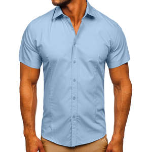Chemise 100% Coton pour Homme, Couleur Unie, Haute Qualité, Manches Courtes, Vente en Gros, Prix Abordable, Tendance, Décontractée, Formelle, Affaires, Marque - Product Image 4