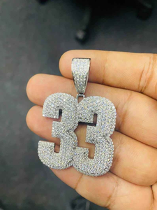 Pendentif numéro trente-trois en diamant de laboratoire, style hip-hop, collier de luxe pour homme, breloque tendance - Product Image 5