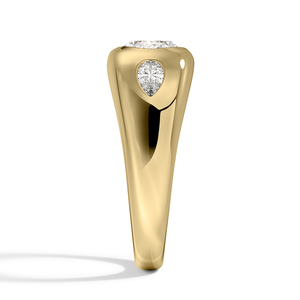 Anillo de Compromiso Toi Et Moi con Diamantes y Piedra Verde en Forma de Pera y Redonda - Product Image 2
