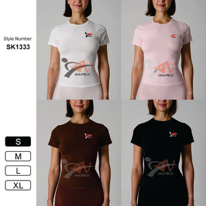Camiseta Deportiva de Yoga para Mujer, 76% Poliamida, 24% Elastano, Ligera, Transpirable, Ajustada, de Manga Corta - Product Image 4