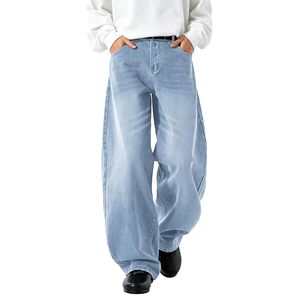 Jeans de mezclilla oversize para hombre, desgastados, de pierna ancha, estilo urbano, MOQ flexible disponible, lavado vintage, corte holgado, a la moda. - Product Image 4