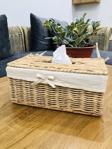 Boîte à mouchoirs et étui de rangement pour serviettes en rotin fait main vintage LTL Handicraft - Product Image 2