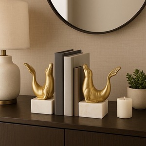 Modern Luxury Decorative Metal Bookends for Bookshelf Home Office Library Living Room Shelf Organization Interior Decoration - Product Image 5