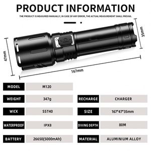 Lampe de plongée sous-marine CITICITY haute luminosité 1400 lumens, batterie 5000 mAh, portée 300 m et profondeur 200 m, source de lumière LED - Product Image 5