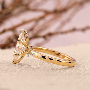 Anillo de compromiso con diamante solitario marquesa cultivado en laboratorio CVD/HPHT de 1ct, 2ct, 5ct, en oro de 10K, 14K, 18K o platino PT950, joyería fina para mujer. - Product Image 5