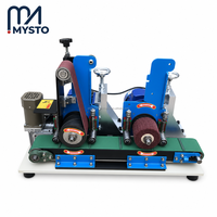 Machine à polir en acier inoxydable, équipement à bande abrasive double station pour le finissage de surfaces de pièces métalliques de 100 mm et 200 mm