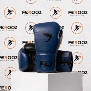 Gants de boxe professionnels OEM en cuir véritable violet et noir, fermeture à lacets et auto-agrippante, pour entraînement et sparring - Product Image 3