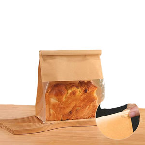 Factory Wholesale Custom Logo Classic Kraft Paper Bread <b>Bags</b> with Window Twisted Handles <b>Heat</b> Seal Recyclable - Product Image 2