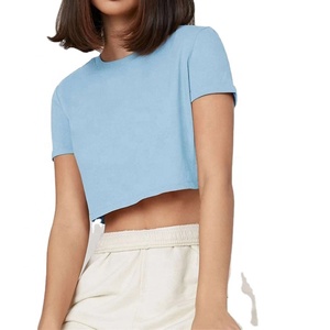 Custom Vendors Summer Sexy <b>Women's</b> O Neck Streetwear Short Sleeve Slim Fit Tees Crop <b>Tops</b> <b>Women</b> Casual T Shirts - Product Image 4