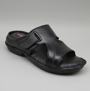Chaussons d'extérieur pour hommes en cuir véritable à bout ouvert, légers, respirants, antidérapants, décontractés, pour usage quotidien, élégants et intemporels - Product Image 1