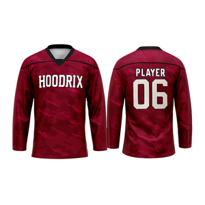 Maillots de hockey sur glace personnalisés pour équipes, impression par sublimation, tissu en maille anti-boulochage, logos cousus en twill, col à lacets - Product Image 1