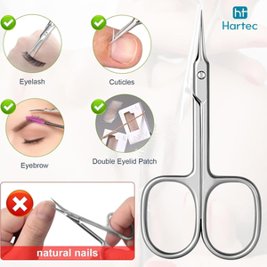 Tijeras de uñas de acero inoxidable con hoja curva, herramienta de manicura de precisión para recortar cejas y pestañas, y cuidado de la piel seca, precio al por mayor. - Product Image 5