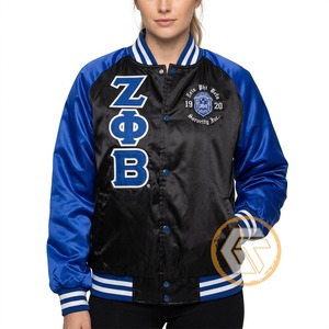 เสื้อแจ็คเก็ต Zeta Phi Beta แบบสั่งทำพิเศษ เสื้อผ้าสำหรับชมรมนักศึกษา คุณภาพสูง ระบายอากาศได้ดี ผ้าซาติน ปักอักษรตราสัญลักษณ์ สำหรับฤดูใบไม้ร่วง/ฤดูหนาว - Product Image 2