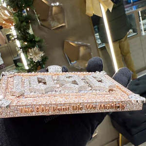 Pendentif numéro serti de pierres : Bijou Hip Hop en argent sterling S925 bicolore motif Paisley, orné de diamants Moissanite VVS - Product Image 3