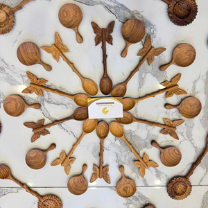 Cuchara Redonda de Madera Natural Doussie Hecha a Mano en Vietnam, Utensilio de Cocina para Servir, Venta al por Mayor - Product Image 1