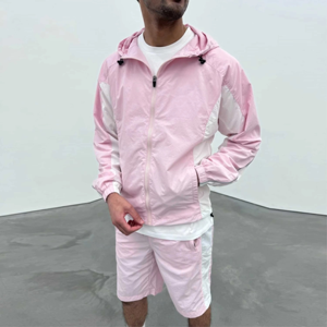 Wholesale Mens <b>Lightweight</b> <b>Hoodies</b> Windbreaker and Shorts Set Custom Nylon Tracksuit Private Label Manufacturer - Product Image 2
