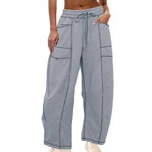 Women Classic Cargo Sweatpants Wide Leg Pants High Waist <b>Drawstring</b> Casual Loose Fit Streetwear - Product Image 1