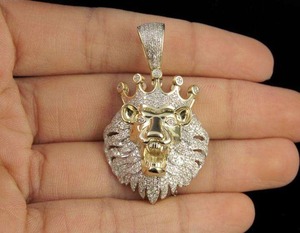 Pendentif Lion Rose Iced Out de Qualité Supérieure en Argent Sterling 925, Collier de Mariage Hip Hop avec Diamant Moissanite, Fournisseur Indien - Product Image 4
